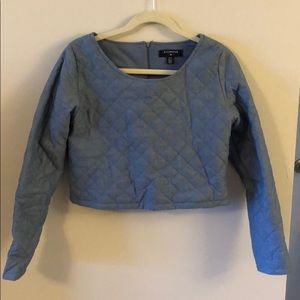 Blue long sleeve crop top